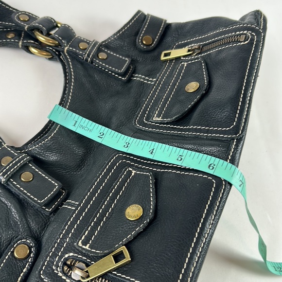 Euc Fossil vintage leather brass Y2K shoulder bag - Picture 3 of 9